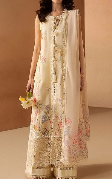 Afrozeh Cream Lawn Suit | Pakistani Lawn Dress in USA- Image 1