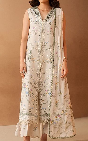 Afrozeh Off White Lawn Suit | Pakistani Lawn Dress in USA- Image 1