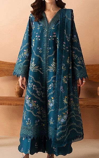 Afrozeh Teal Lawn Suit | Pakistani Lawn Dress in USA- Image 1