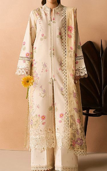 Afrozeh Ivory Lawn Suit | Pakistani Lawn Dress in USA- Image 1