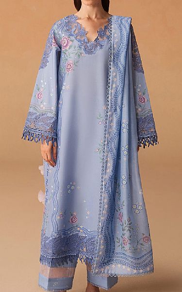 Afrozeh Lavender Grey Lawn Suit | Pakistani Lawn Dress in USA- Image 1