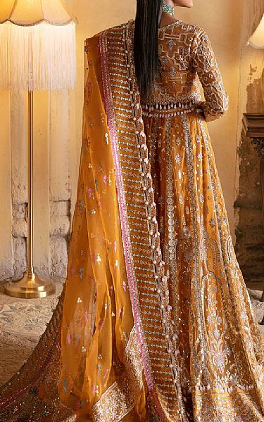 Afrozeh Mustard Net Suit | Pakistani Embroidered Chiffon Dresses- Image 2
