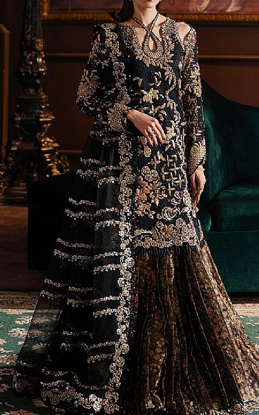 Black Raw Silk Suit | Afrozeh Pakistani Chiffon Dresses | Custom Stitched Pakistan Chiffon Suits