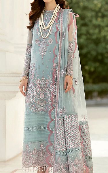 Afrozeh Sky Blue Chiffon Suit | Pakistani Dresses in USA- Image 1