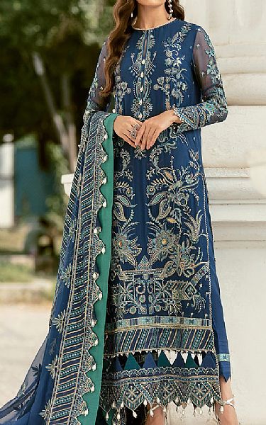 Afrozeh Navy Blue Chiffon Suit | Pakistani Dresses in USA- Image 1