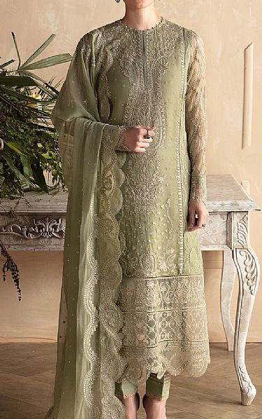 Afrozeh Pistachio Chiffon Suit | Pakistani Embroidered Chiffon Dresses- Image 1