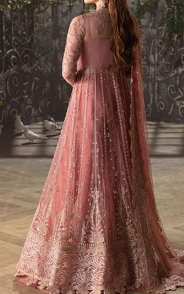 Afrozeh Tea Pink Net Suit | Pakistani Embroidered Chiffon Dresses- Image 2