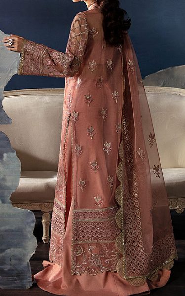 Afrozeh Peach Organza Suit | Pakistani Embroidered Chiffon Dresses USA- Image 2