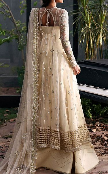 Afrozeh Cream Net Suit | Pakistani Embroidered Chiffon Dresses USA- Image 2