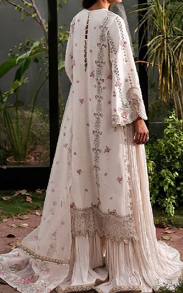 Afrozeh Off-white Raw Silk Suit | Pakistani Embroidered Chiffon Dresses USA- Image 2
