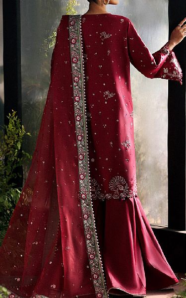 Afrozeh Wine Raw Silk Suit | Pakistani Embroidered Chiffon Dresses USA- Image 2