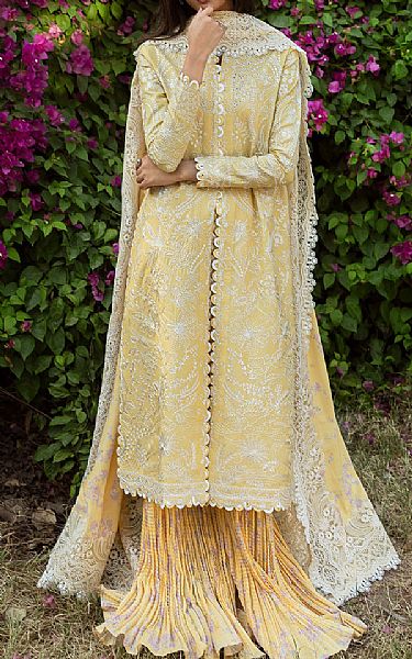 Afrozeh Sand Gold Lawn Suit | Pakistani Lawn Dress in USA- Image 1