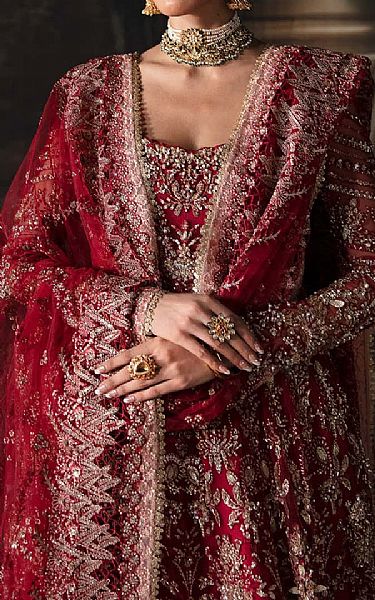 Afrozeh Red Net Suit | Pakistani Embroidered Chiffon Dresses USA- Image 3
