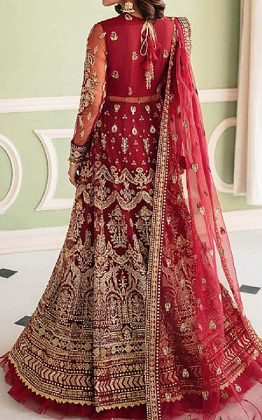 Afrozeh Vivid Burgundy Net Suit (2 pcs) | Pakistani Embroidered Chiffon Dresses USA- Image 2