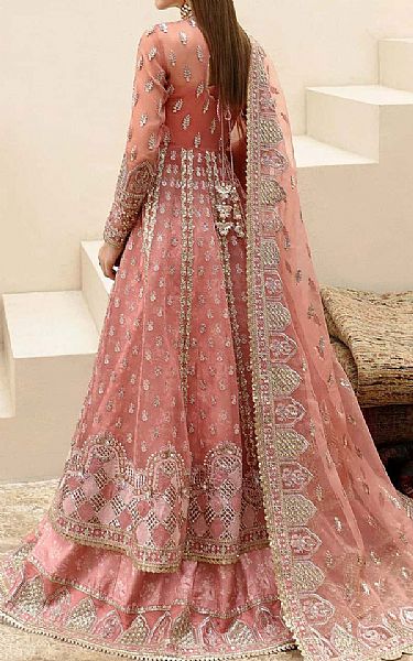 Afrozeh Tea Pink Organza Suit | Pakistani Embroidered Chiffon Dresses USA- Image 2