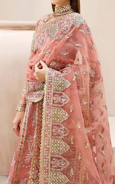 Afrozeh Tea Pink Organza Suit | Pakistani Embroidered Chiffon Dresses USA- Image 3