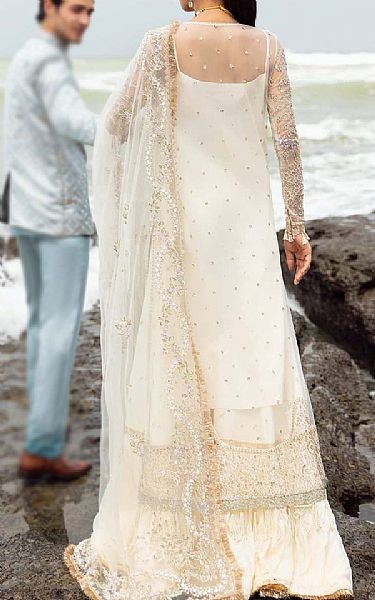 Afrozeh Off White Net Suit | Pakistani Embroidered Chiffon Dresses USA- Image 2