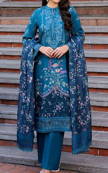 Afrozeh Teal Blue Lawn Suit | Pakistani Lawn Dress in USA- Image 1