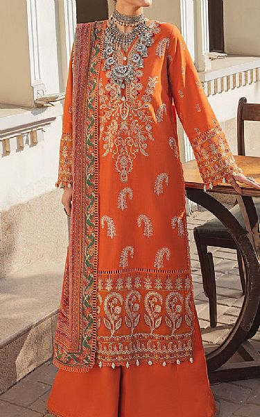 Safety Orange Khaddar Suit | Afrozeh Pakistani Winter Dresses