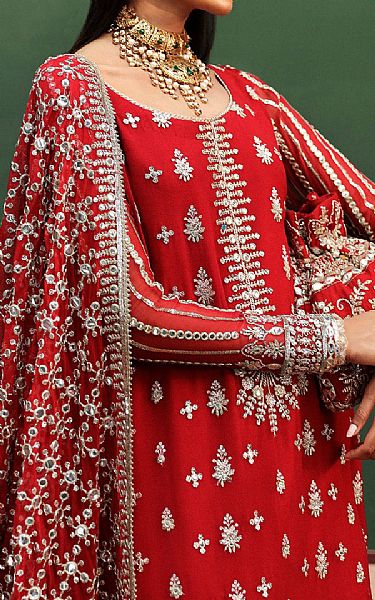 Afrozeh Red Chiffon Suit | Pakistani Embroidered Chiffon Dresses USA- Image 3