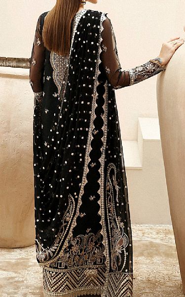 Afrozeh Black Organza Suit | Pakistani Embroidered Chiffon Dresses USA- Image 2