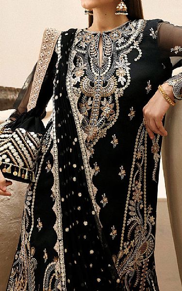 Afrozeh Black Organza Suit | Pakistani Embroidered Chiffon Dresses USA- Image 3