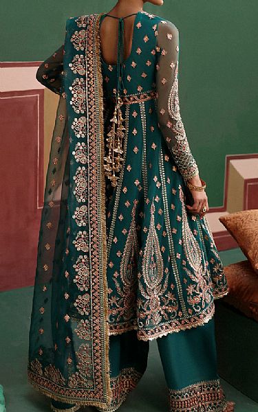 Afrozeh Bottle Green Net Suit | Pakistani Embroidered Chiffon Dresses USA- Image 2