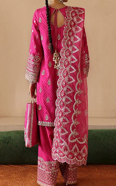 Afrozeh Raspberry Pink Silk Suit | Pakistani Embroidered Chiffon Dresses USA- Image 2