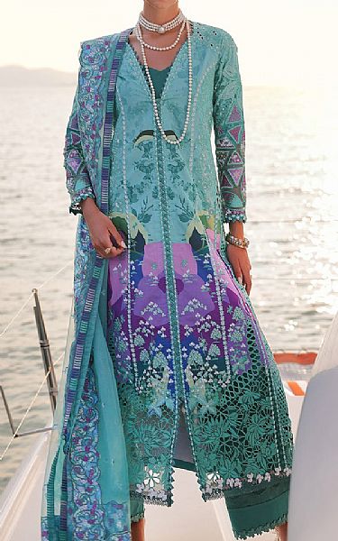 Afrozeh Light Sea Green Lawn Suit | Pakistani Lawn Dress in USA- Image 1