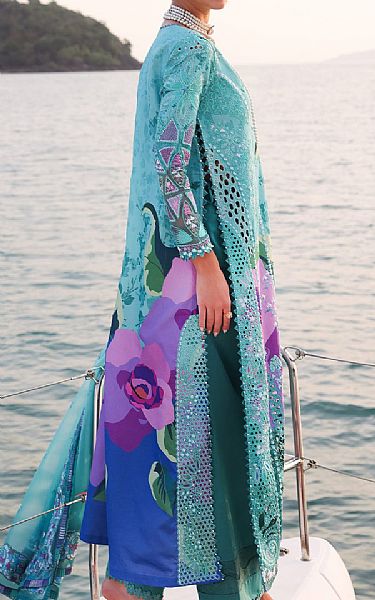 Afrozeh Light Sea Green Lawn Suit | Pakistani Lawn Dress in USA- Image 2