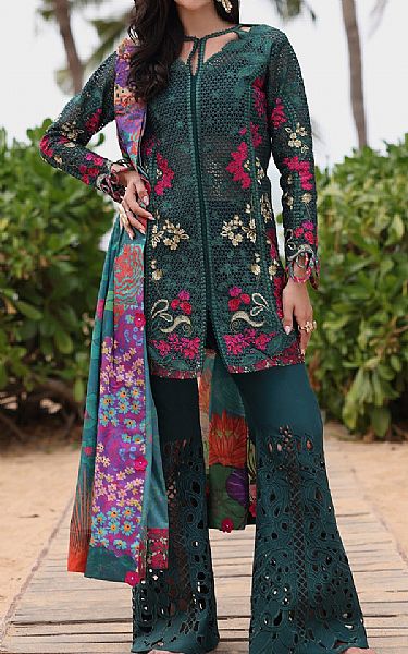 Afrozeh Gable Green Lawn Suit | Pakistani Lawn Dress in USA- Image 1