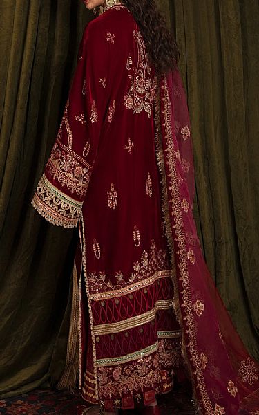 Afrozeh Maroon Velvet Suit | Pakistani Dresses in USA- Image 2