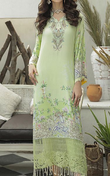 Afsaneh Light Green Linen Shirt | Pakistani Dresses in USA- Image 1