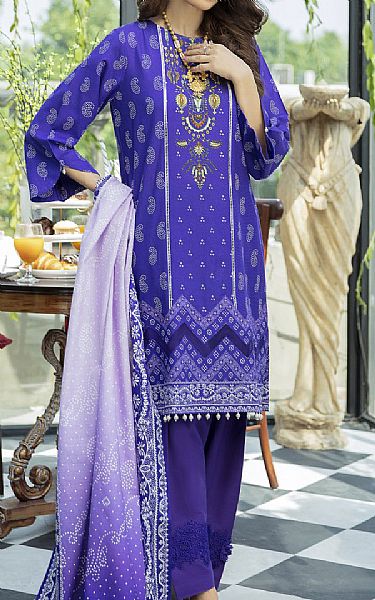 Afsaneh Majorelle Blue Khaddar Suit (2 Pcs) | Pakistani Dresses in USA- Image 1