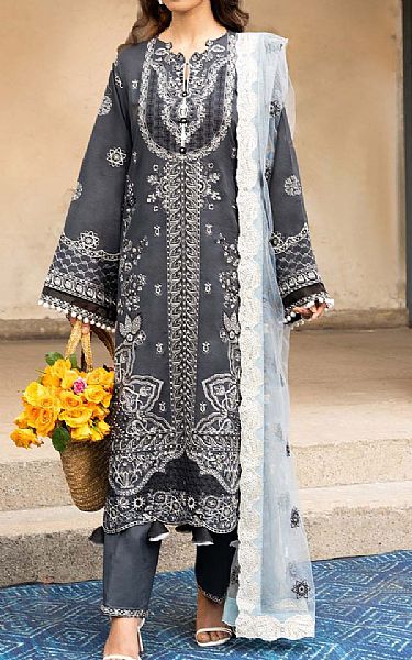 Aik Slate Grey Lawn Suit | Pakistani Lawn Suits- Image 1