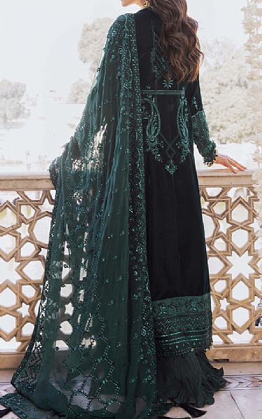 Aik Bottle Green Velvet Suit | Pakistani Winter Dresses- Image 2