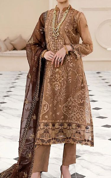 Aik Fawn Organza Suit | Pakistani Dresses in USA- Image 1