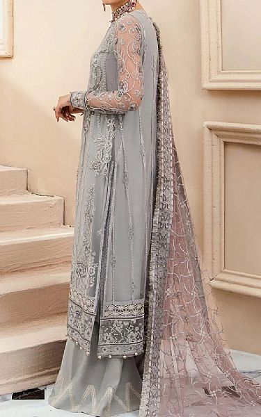 Aik Grey Net Suit | Pakistani Wedding Dresses- Image 2