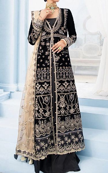 Aik Black Velvet Suit | Pakistani Dresses in USA- Image 1