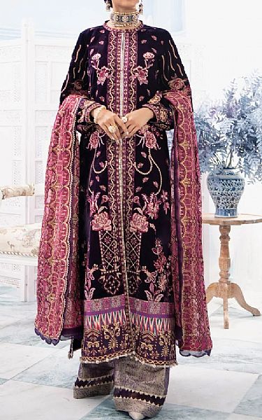 Aik Indigo Velvet Suit | Pakistani Dresses in USA- Image 1