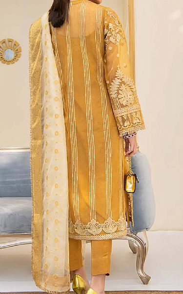 Aik Mustard Organza Suit | Pakistani Dresses in USA- Image 2