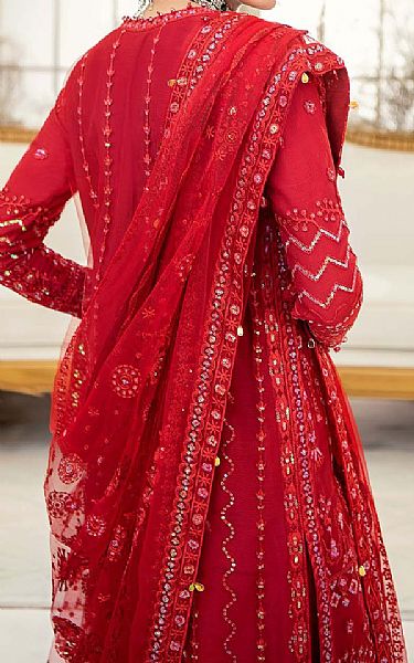 Aik Red Net Suit | Pakistani Embroidered Chiffon Dresses USA- Image 2