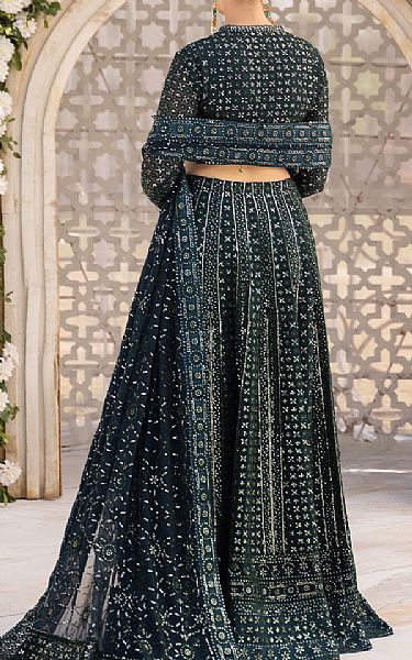Aik Teal Chiffon Suit | Pakistani Embroidered Chiffon Dresses USA- Image 2