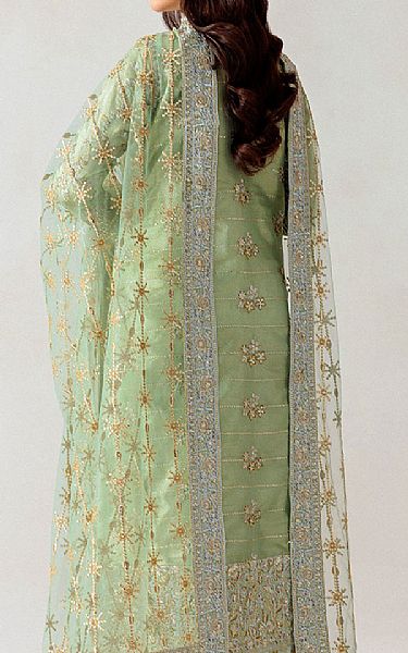Aik Pistachio Green Tissue Suit | Pakistani Embroidered Chiffon Dresses USA- Image 2