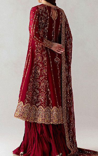 Aik Deep Red Chiffon Suit | Pakistani Embroidered Chiffon Dresses USA- Image 2