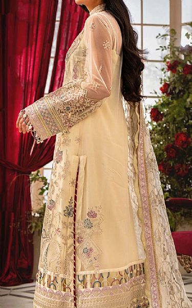 Aik Sand Gold Net Suit | Pakistani Embroidered Chiffon Dresses- Image 2