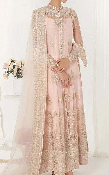 Aik Ivory Net Suit | Pakistani Embroidered Chiffon Dresses- Image 1