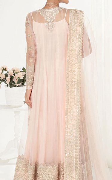 Aik Peach Net Suit | Pakistani Embroidered Chiffon Dresses USA- Image 2