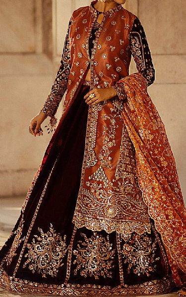 Aik Maroon Net Suit | Pakistani Winter Dresses in USA- Image 1