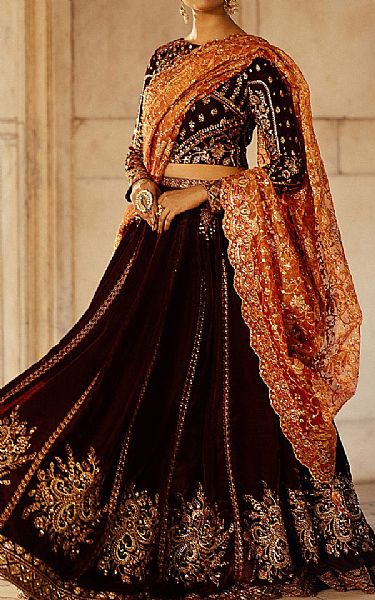 Aik Maroon Net Suit | Pakistani Winter Dresses in USA- Image 2
